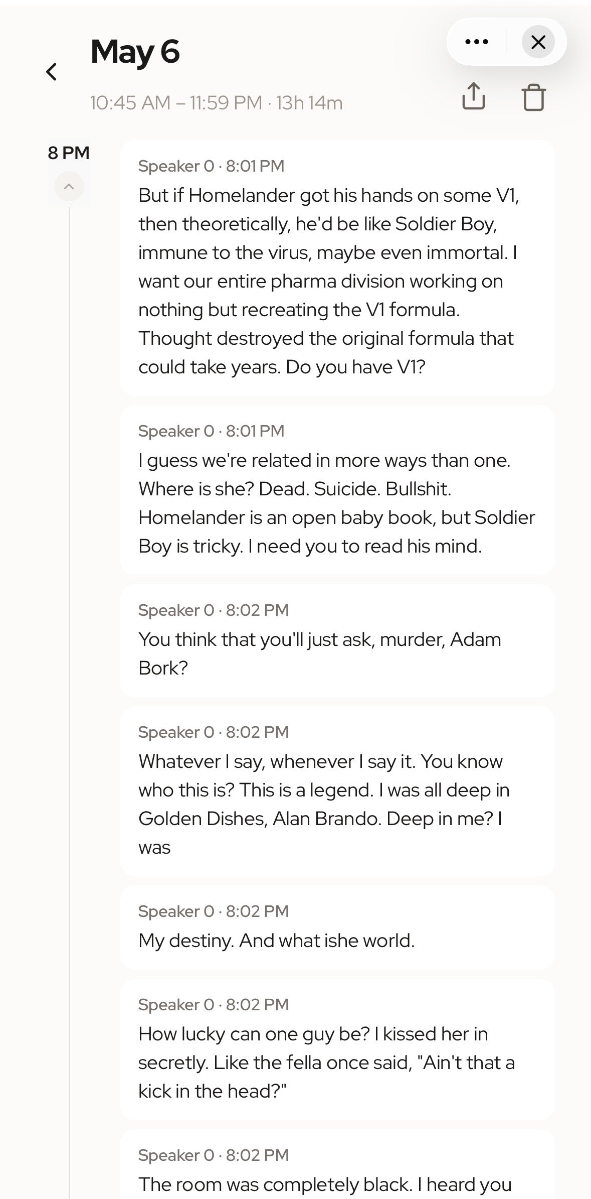 Mentra Notes transcript detail view