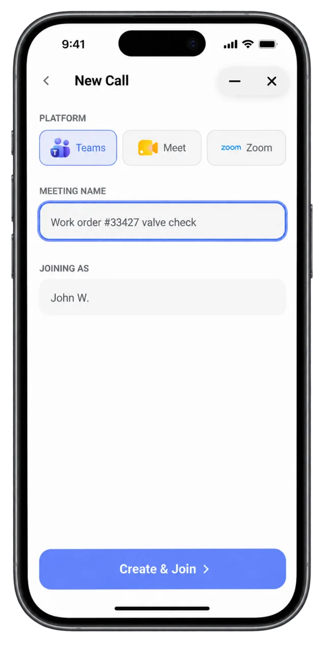 Mentra Call: Choose Microsoft Teams