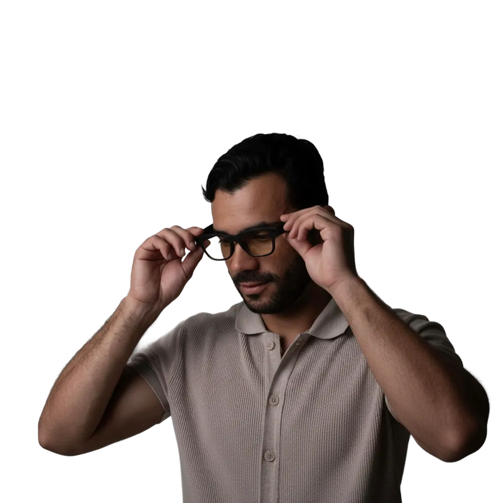 Person sliding on Mentra glasses