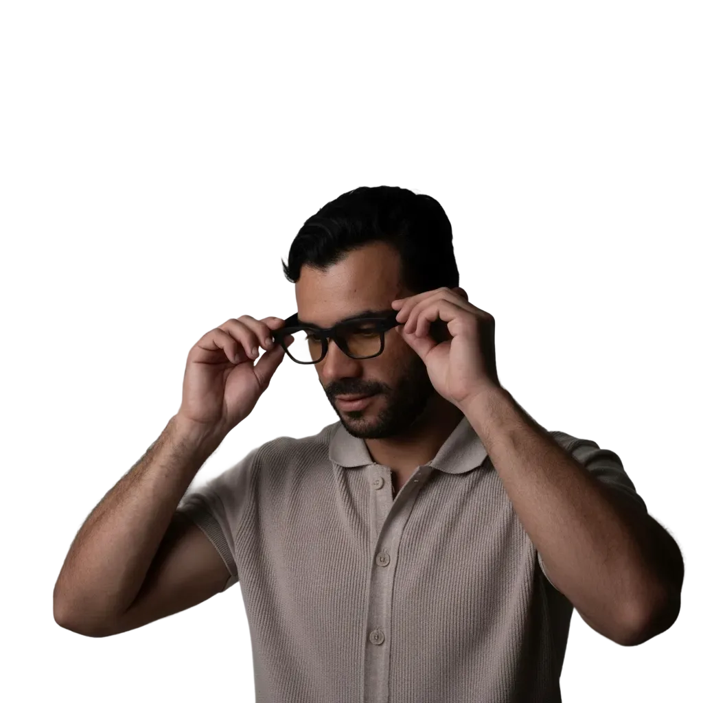 Person sliding on Mentra glasses