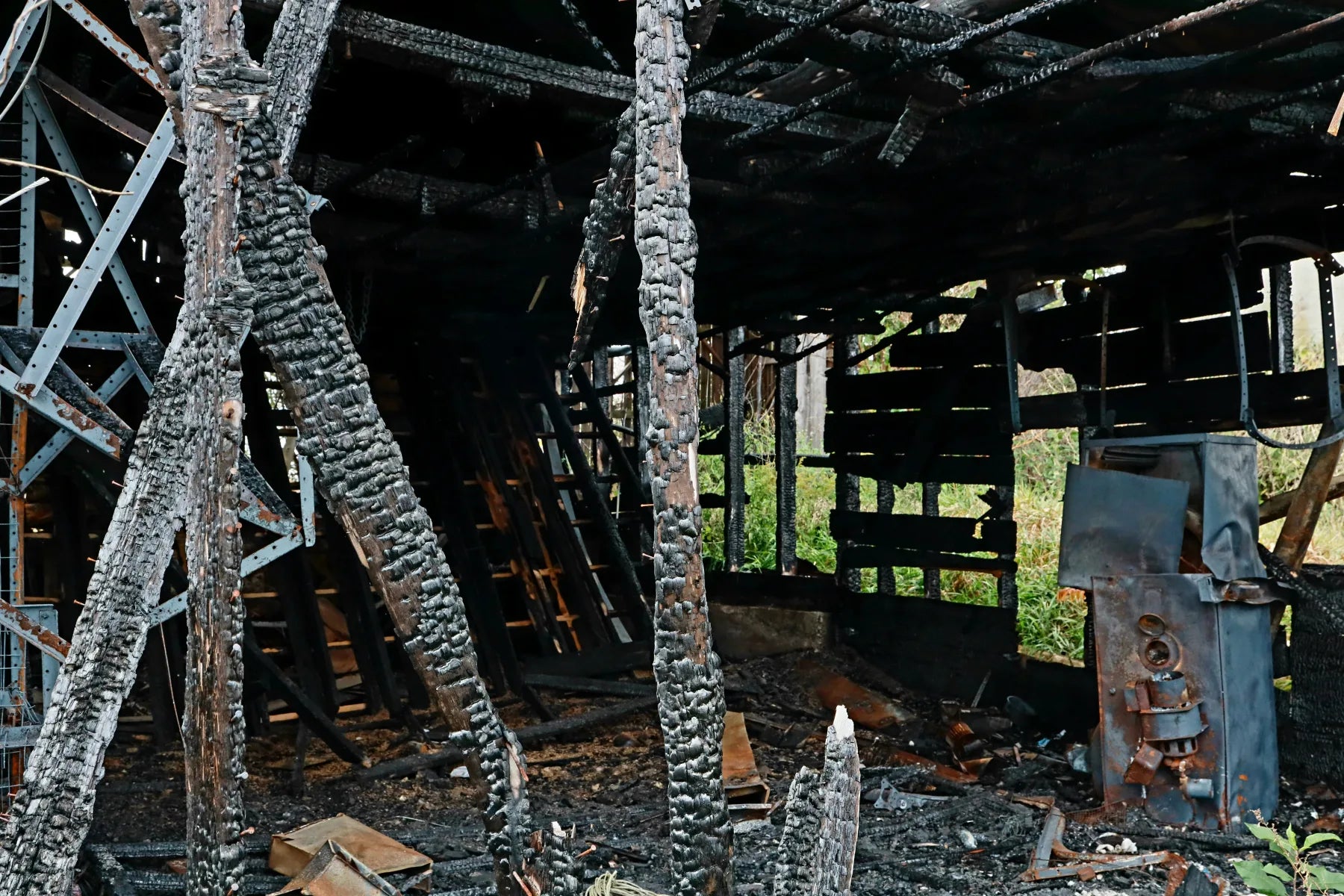 Burned interior used for wildfire damage assessment.